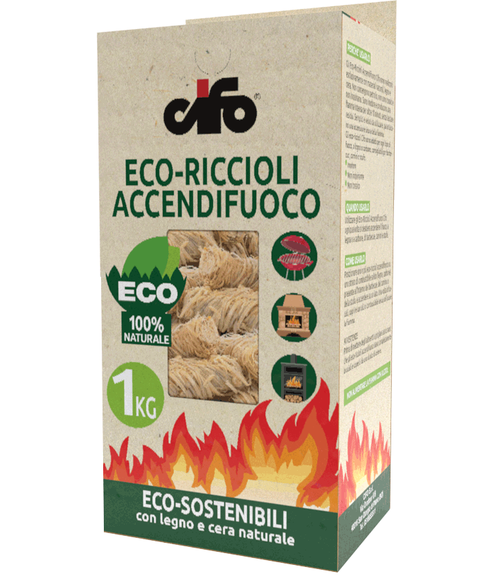 Accendifuoco ecologico per camino e stufa, Riccioli accendi fuoco di 10  kg.